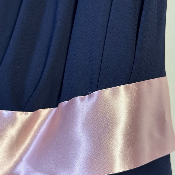 WTOO Watters & Watters Navy Blue One-Shoulder Dress Womens Size 10 - Picture 4 of 6